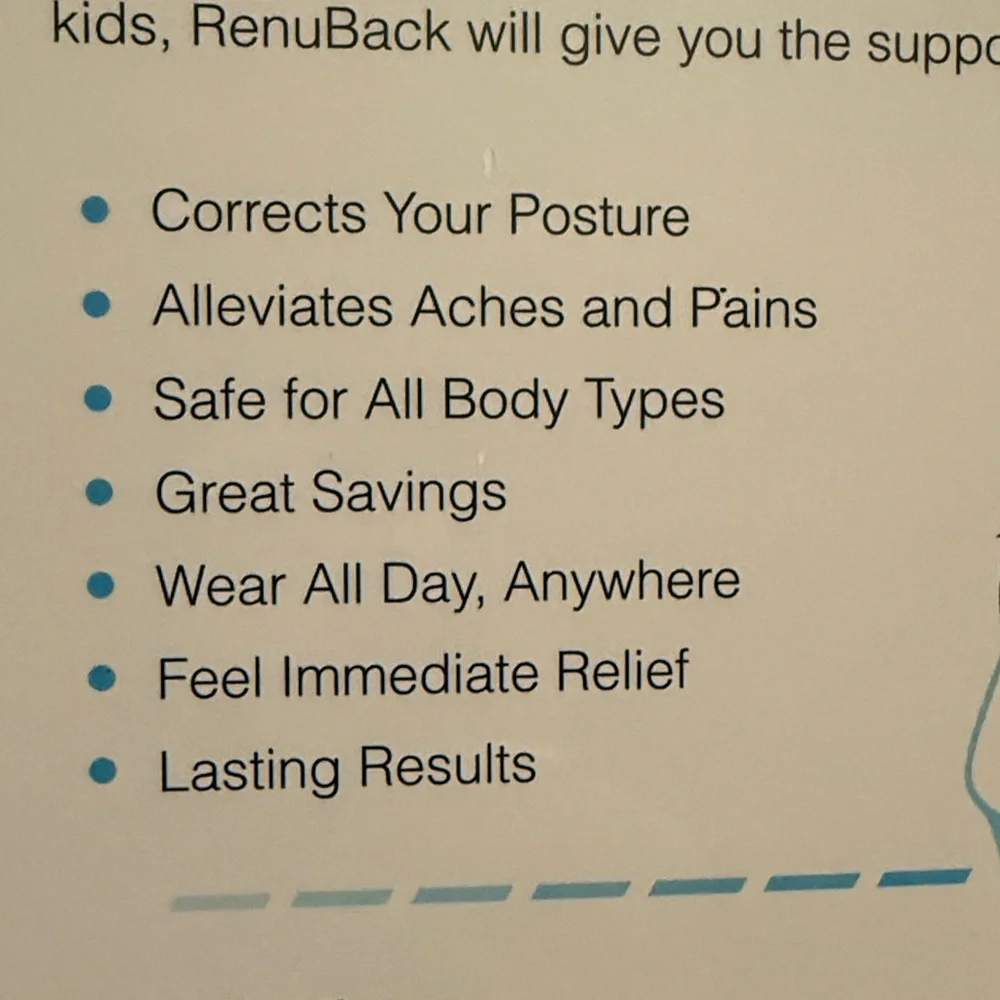 NWT Renuback Back Brace Corrects Your Posture Alleviates Aches & Pains New n Box